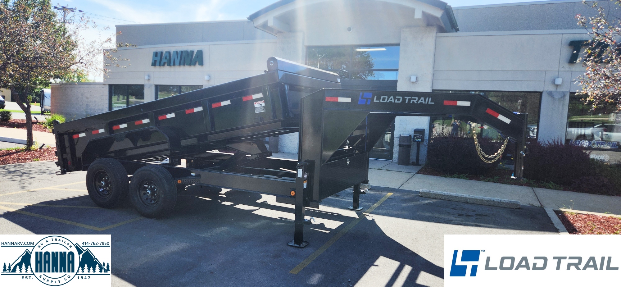 Load Trail 83" X 14' Tandem Axle 14,000 Lb Gooseneck Low profile Dump Trailer with Scissor Lift